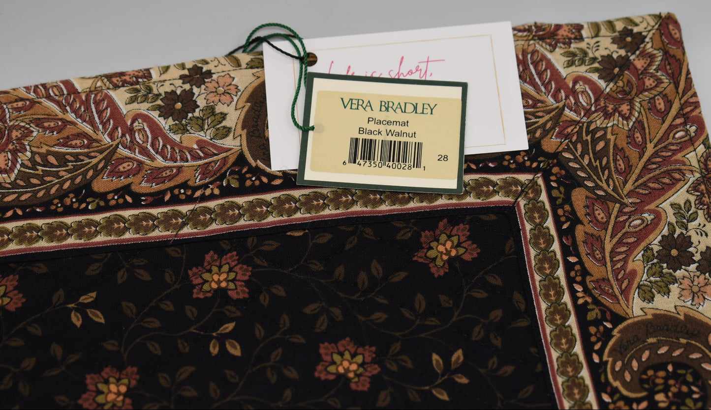 Vera Bradley Placemats (Set of 3) in "Black Walnut" Pattern