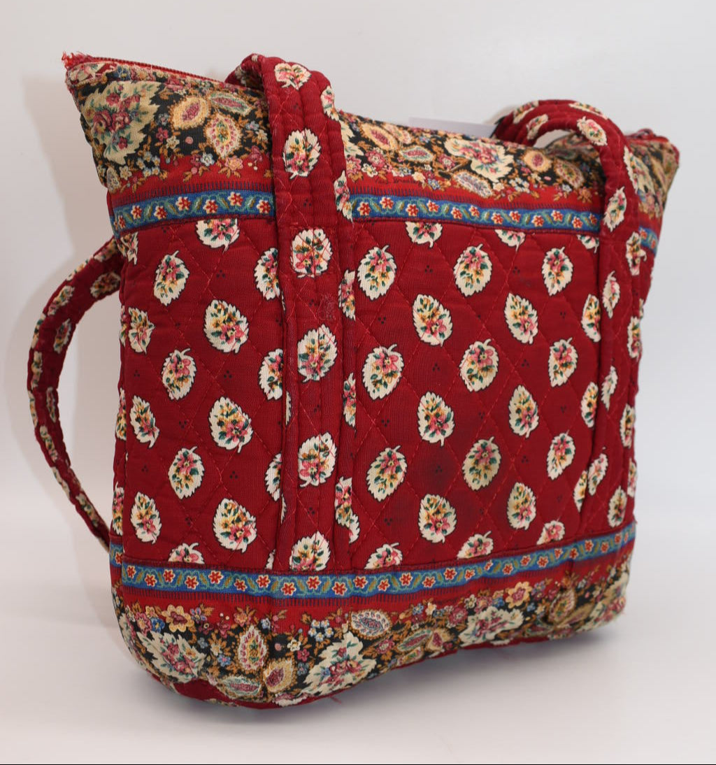 Vera Bradley Small Villager Tote Bag in "Red Leaf" Pattern