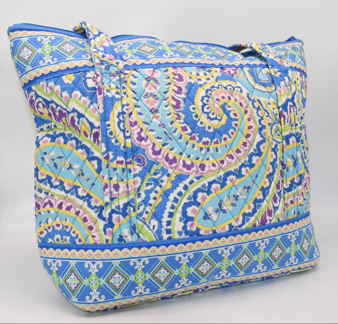 Vera Bradley Villager Tote Bag in "Capri Blue" Pattern