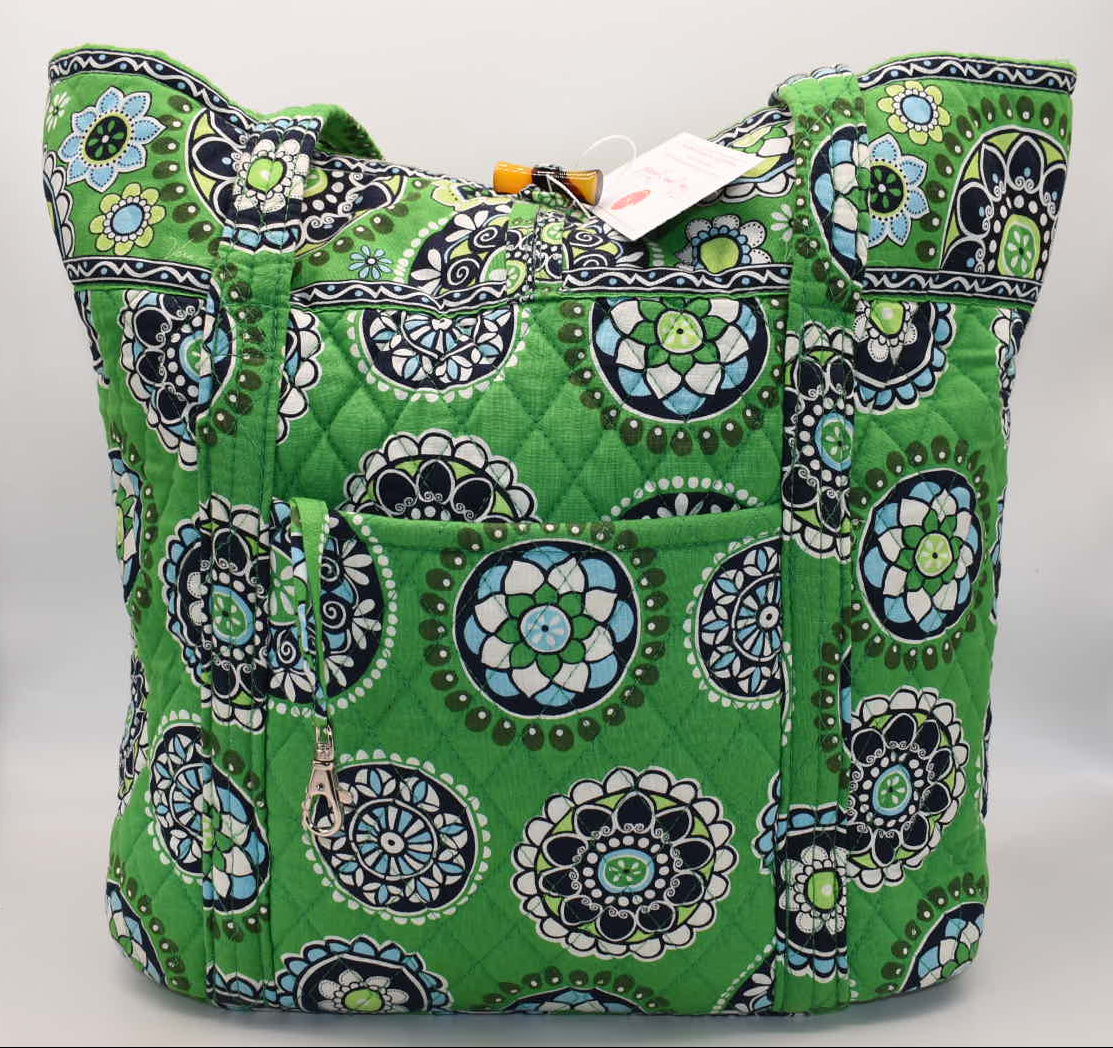 Vera Bradley Large Vera Tote Bag in "Cupcakes Green" Pattern