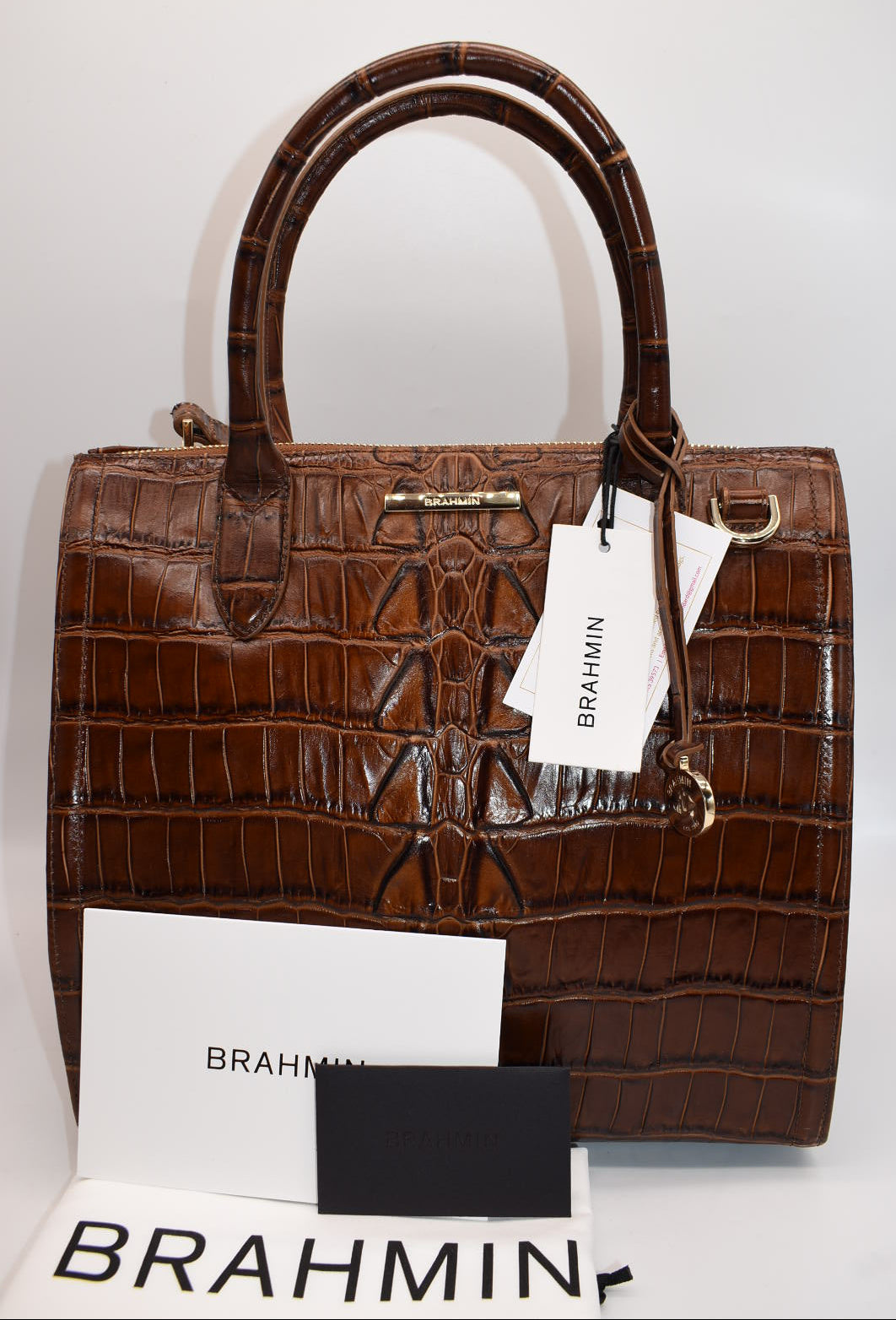 Brahmin Caroline Satchel Bag in Chestnut Marana