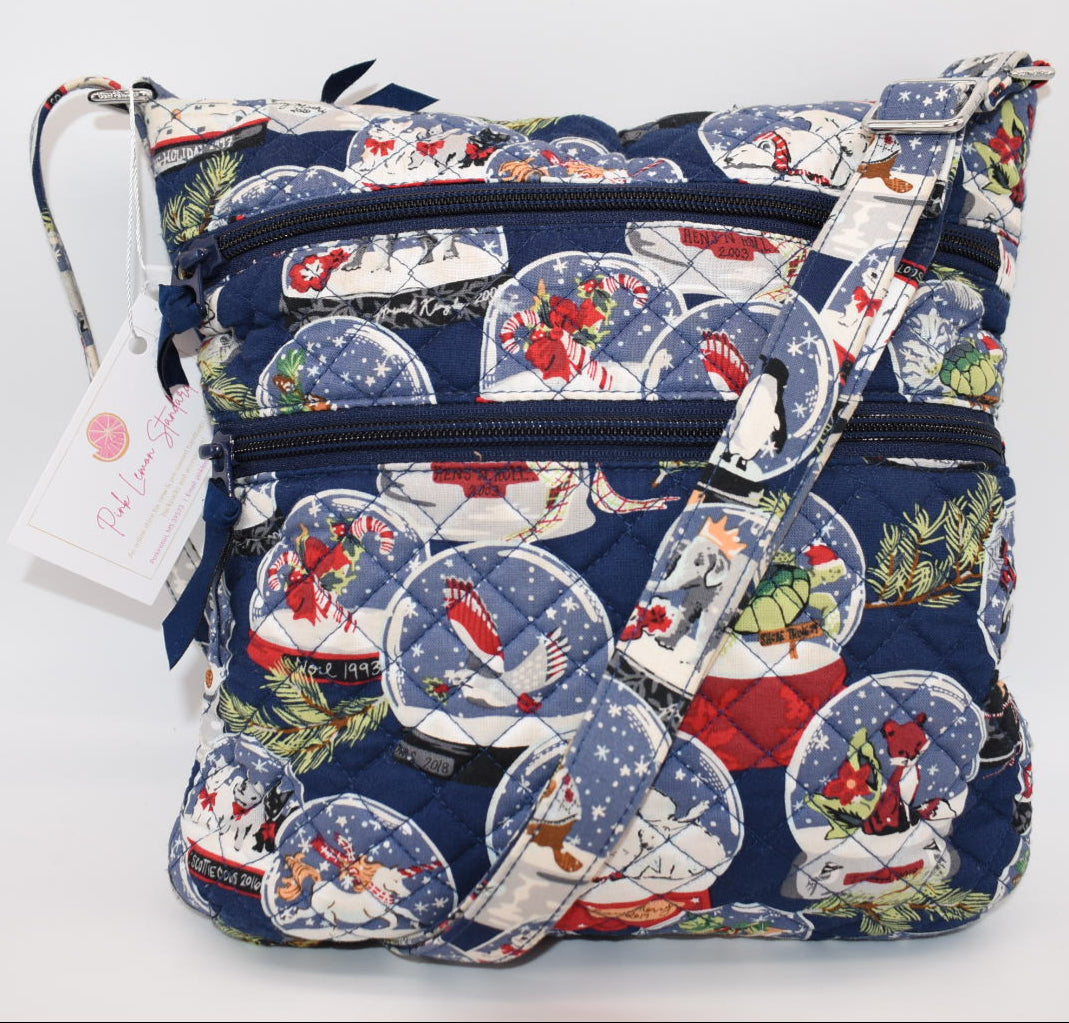 Vera Bradley in Triple Zip Hipster Crossbody Bag "Snow Globes" Pattern