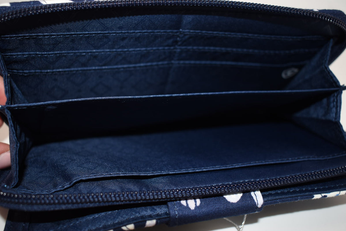Vera Bradley RFID Turnlock Wallet in "Steel Blue Medallion" Pattern