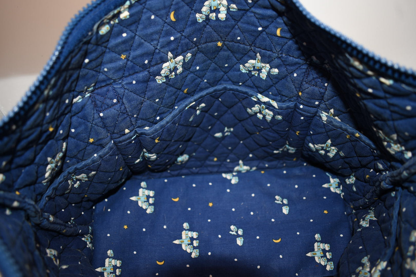 Vera Bradley Large Paddy Tote Bag in "Blue Christmas-1997" Pattern