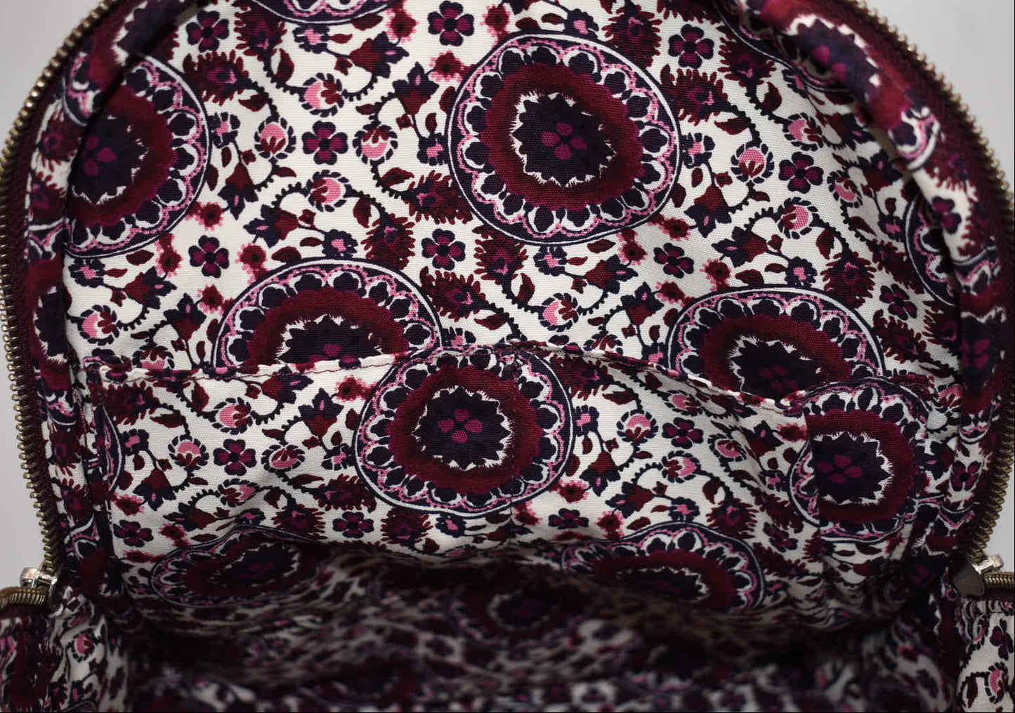 Vera Bradley Leather Carryall Backpack in "Mulled Wine" Pattern