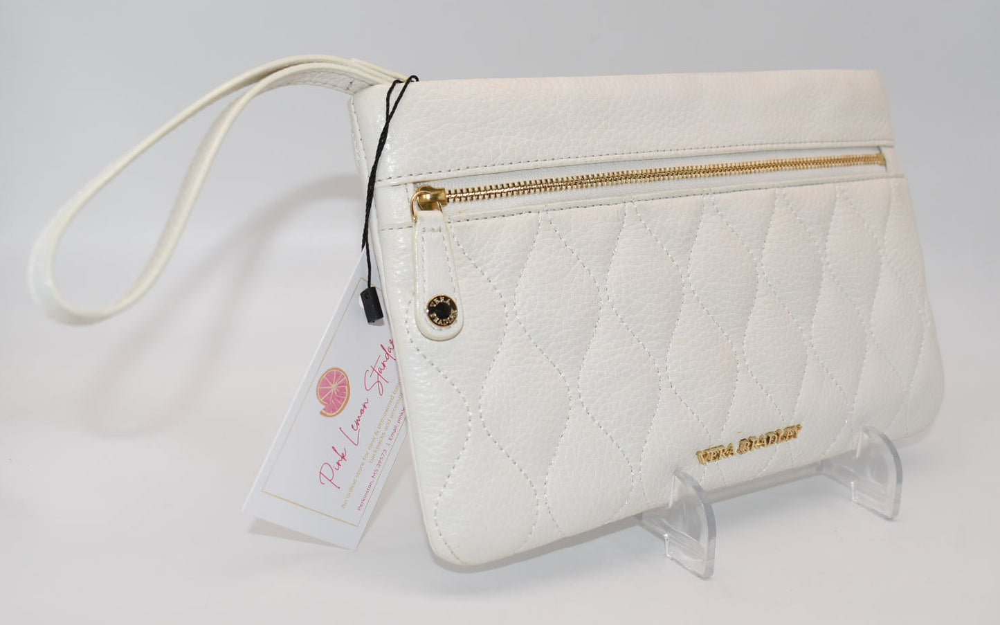 Vera Bradley Quilted Mia Leather Wristlet in White