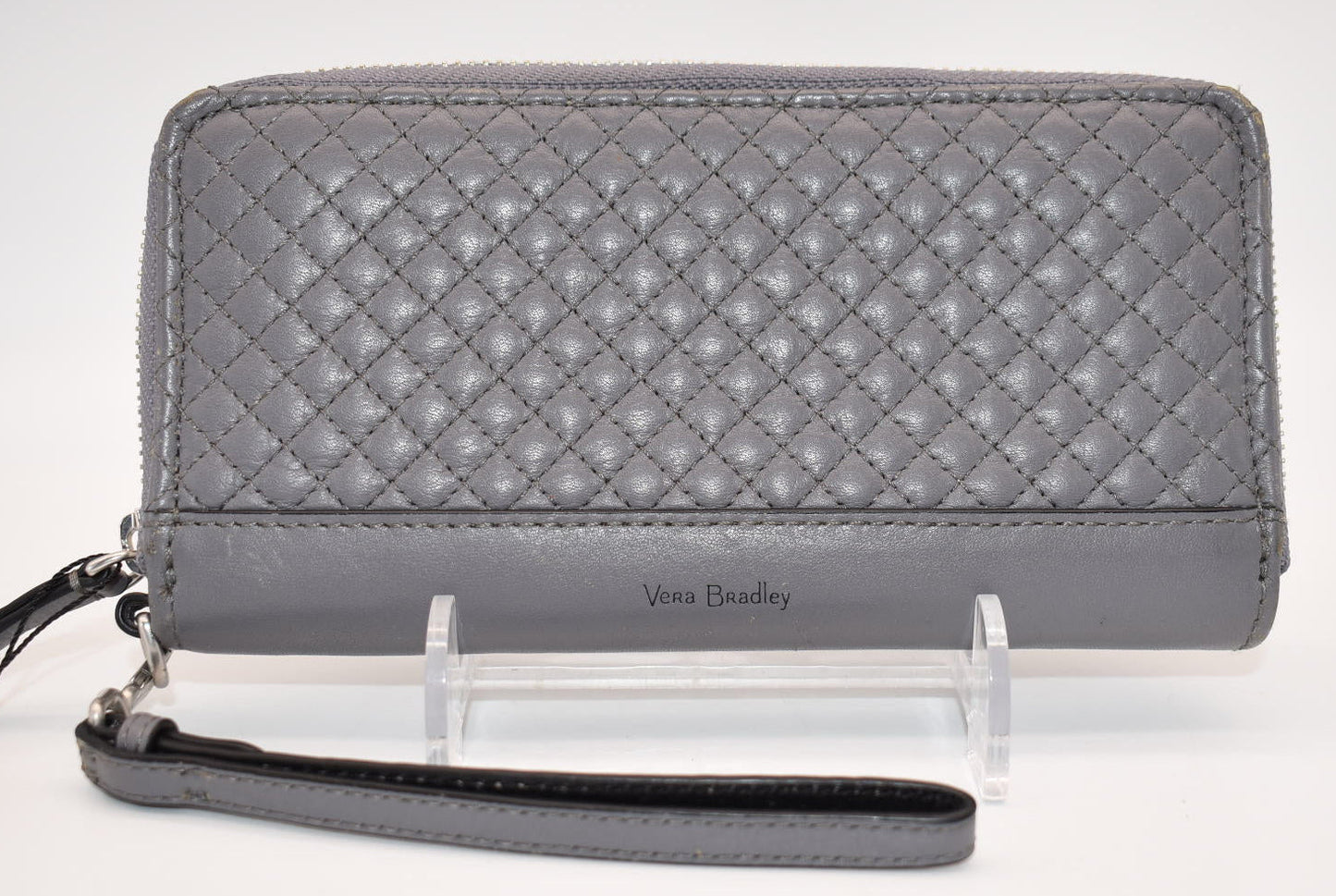 Vera Bradley Leather Carryall RFID Accordion Wristlet in "Storm Cloud"