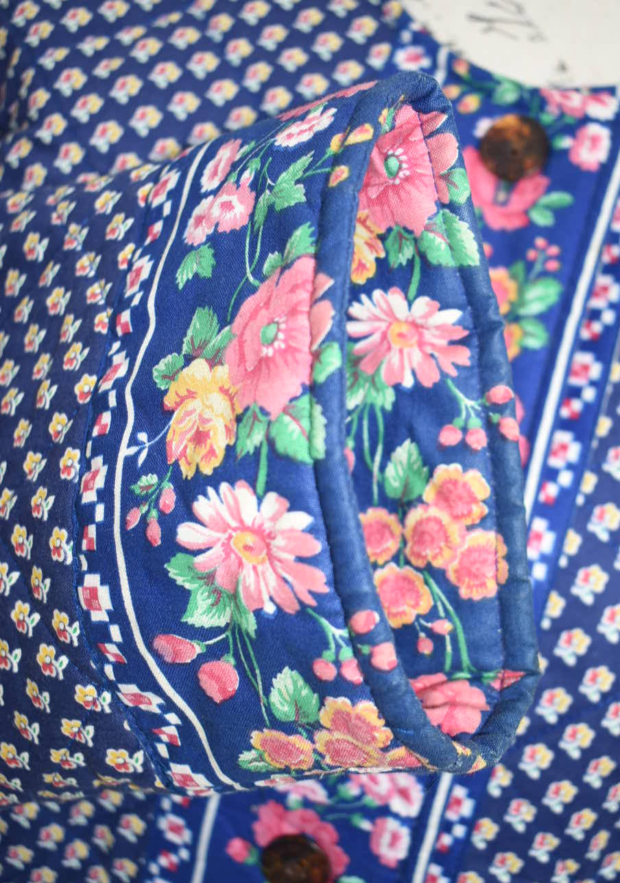 Vintage Vera Bradley Large Quilted Jacket in "Royal -1992" Pattern