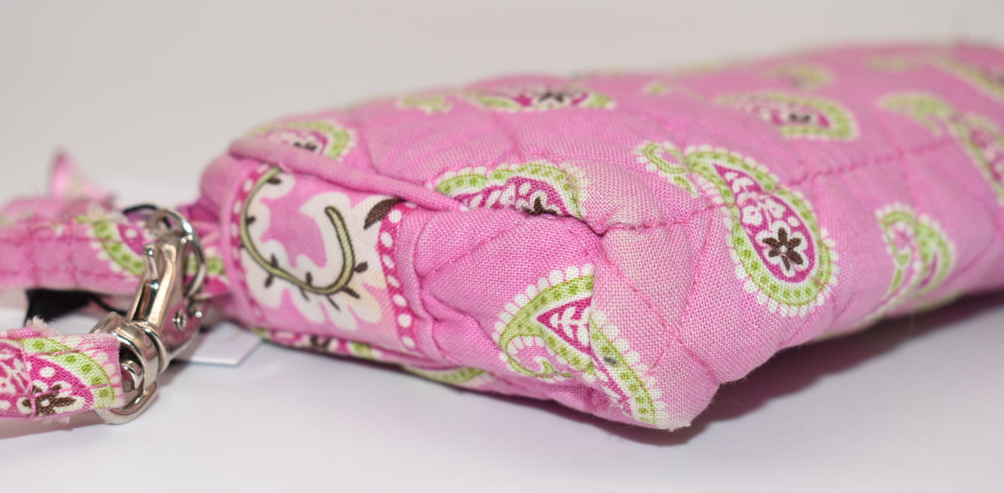Vera Bradley Zip Top Wristlet Bag in "Bermuda Pink" Pattern