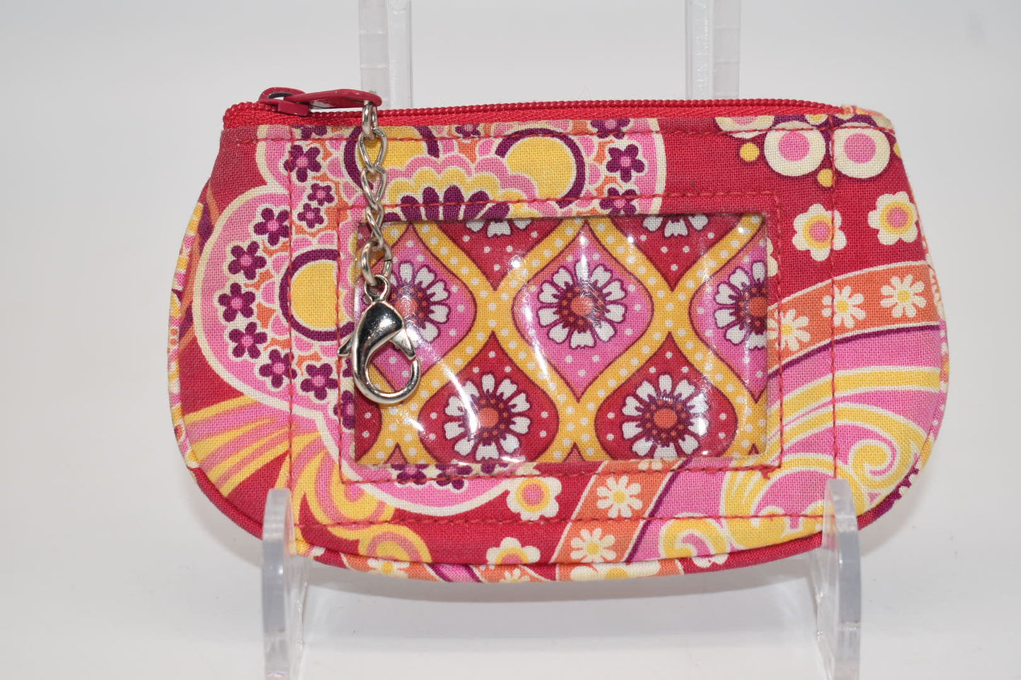 Vera Bradley Clip Zip ID Case in "Raspberry Fizz" Pattern