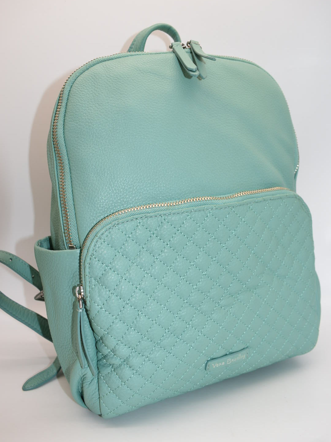 Vera Bradley Leather Carryall Backpack in Mint Green