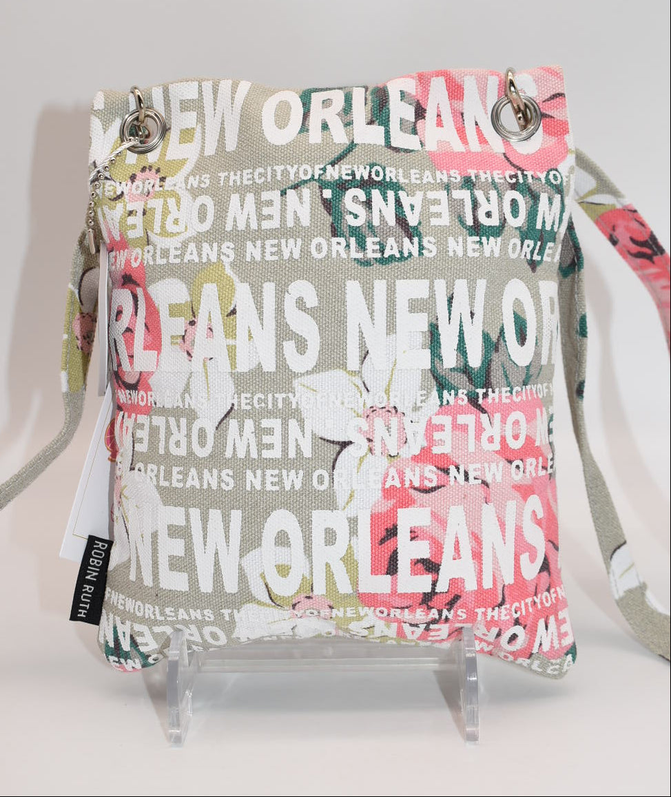 RR (Robin Ruth) Canvas Crossbody Bag in "New Orleans Floral" Pattern