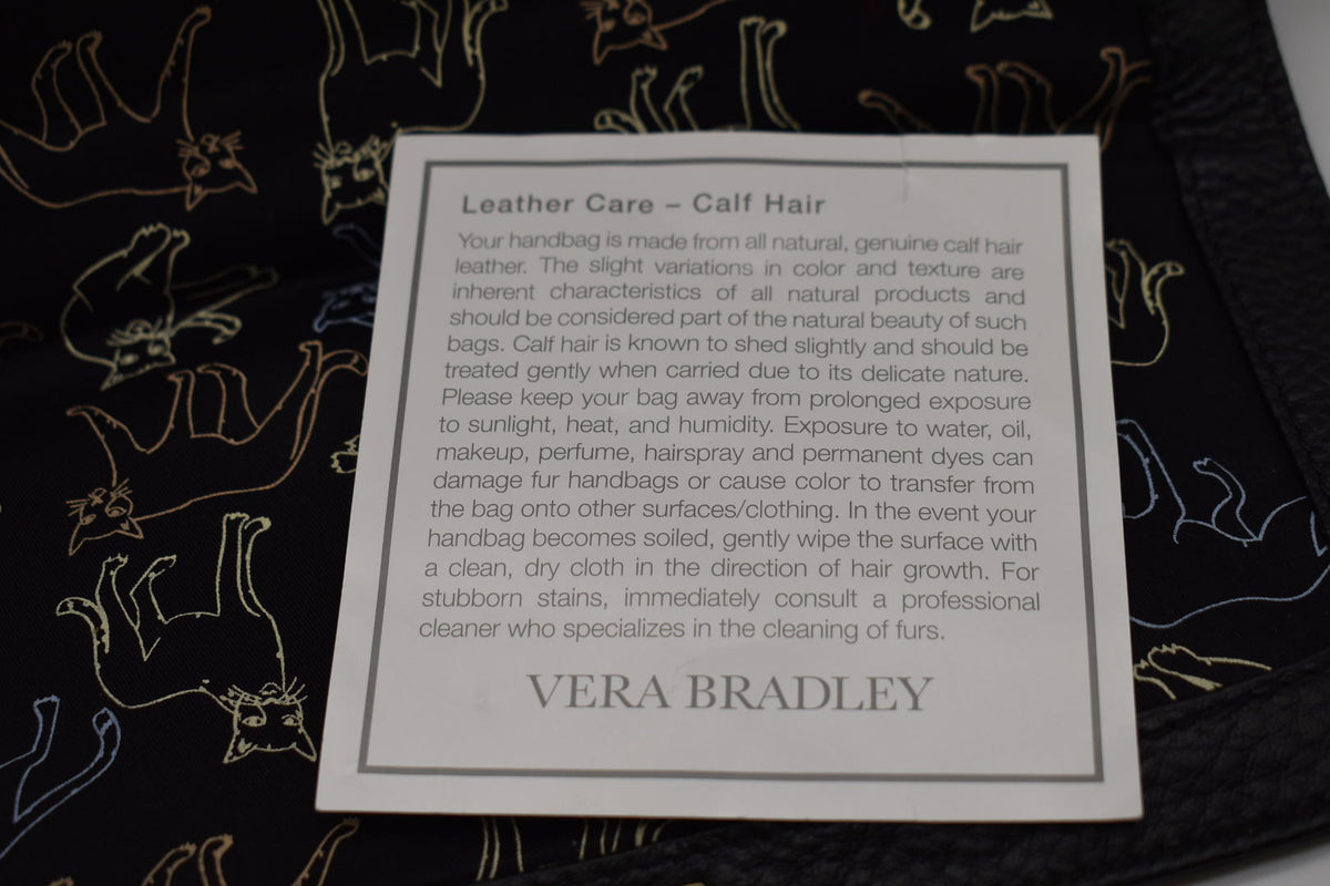 Vera Bradley Large Stella Satchel Bag in Leather & Calf Hair - Cheetah Black