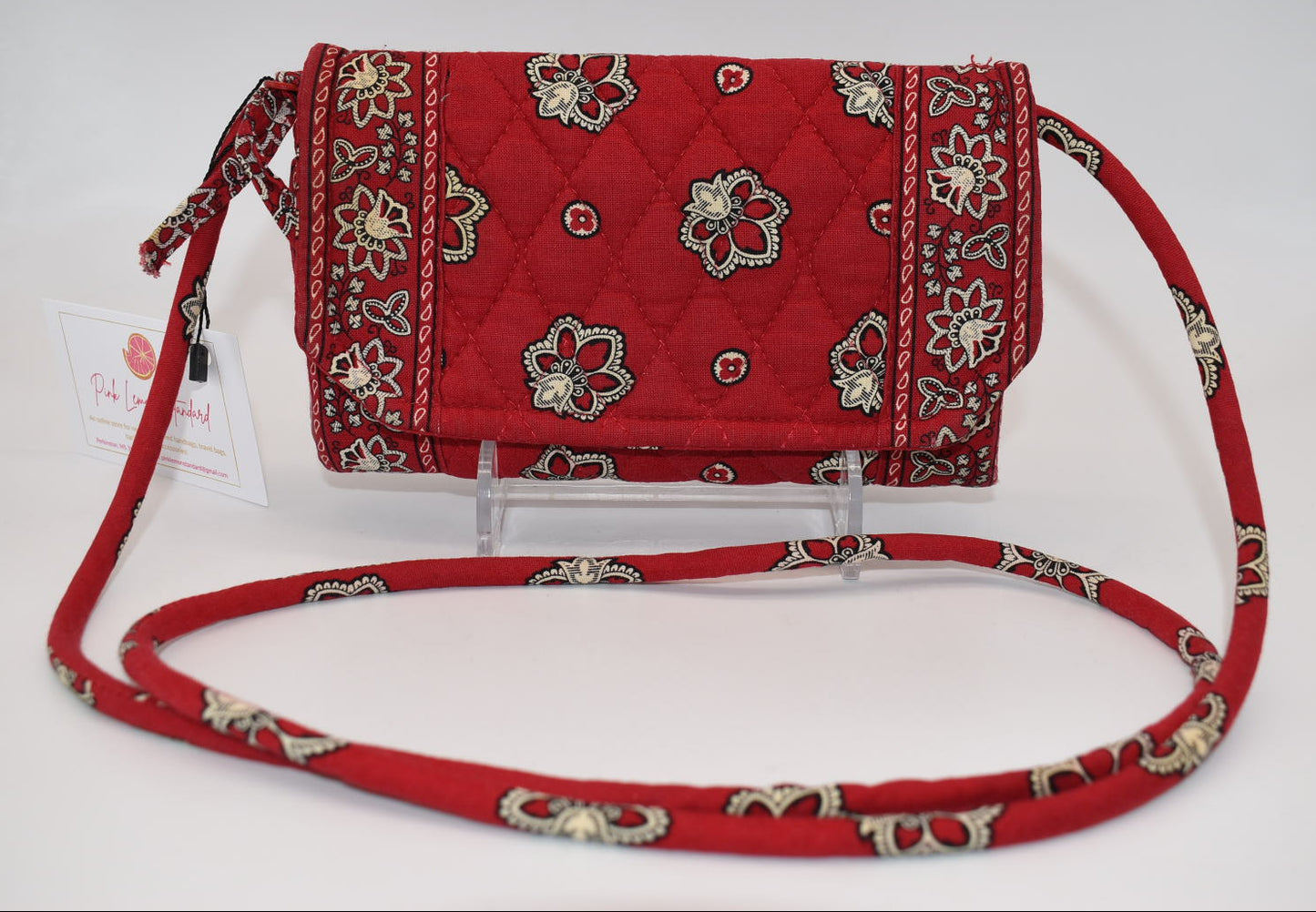 Vintage Vera Bradley Strap Crossbody Wallet in "Red Bandana" Pattern