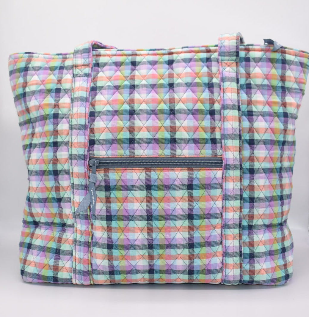 Vera Bradley Large Vera Tote Bag in "Gingham Plaid" Pattern