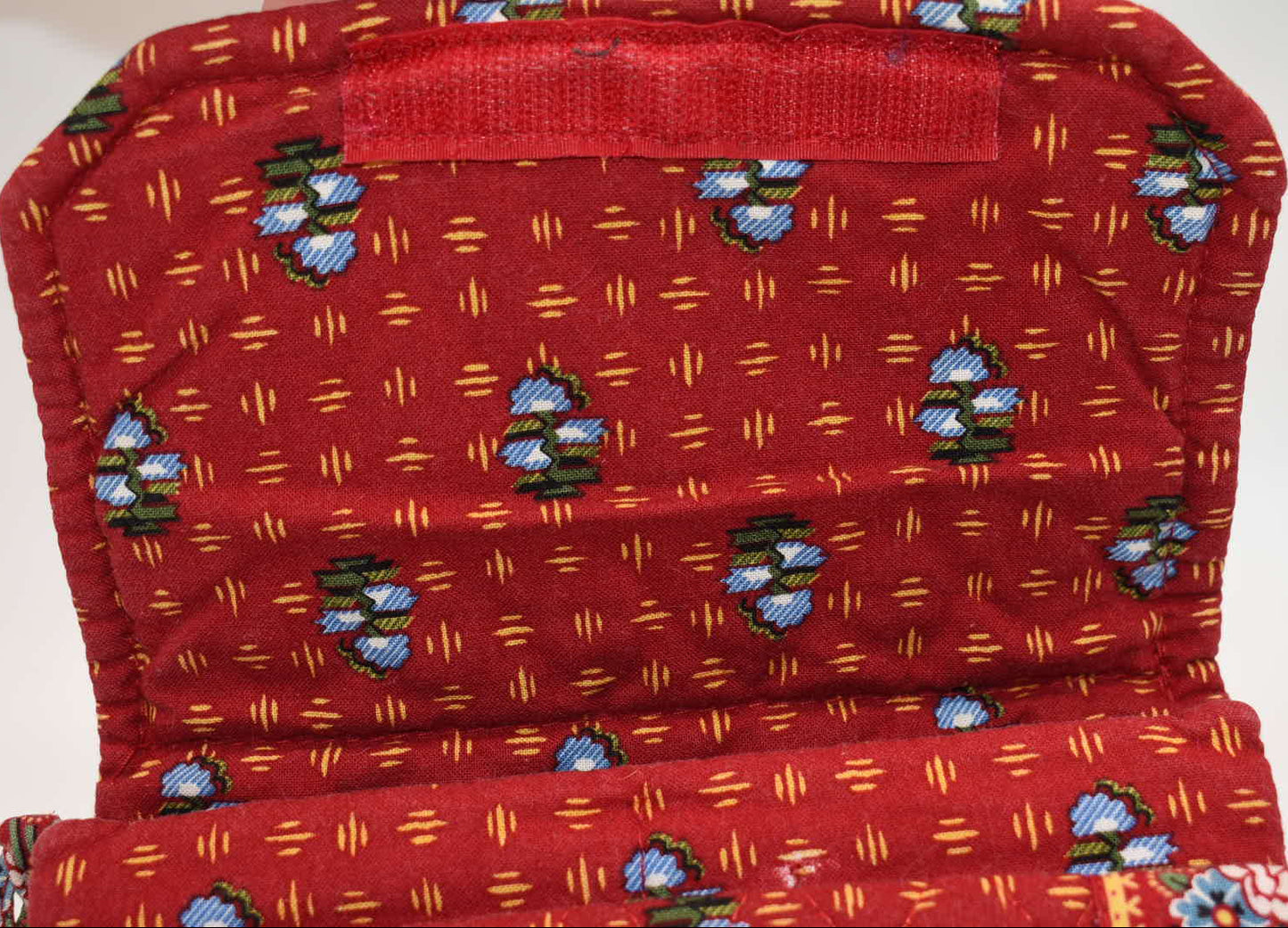 Vintage Vera Bradley Strap Crossbody Wallet in "Provincial Red-2000" Pattern