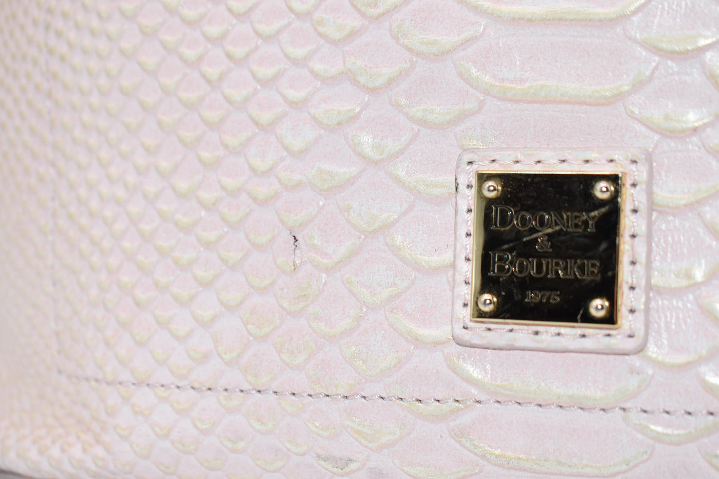 Dooney & Bourke Pink Pearl Croc Domed Satchel Bag
