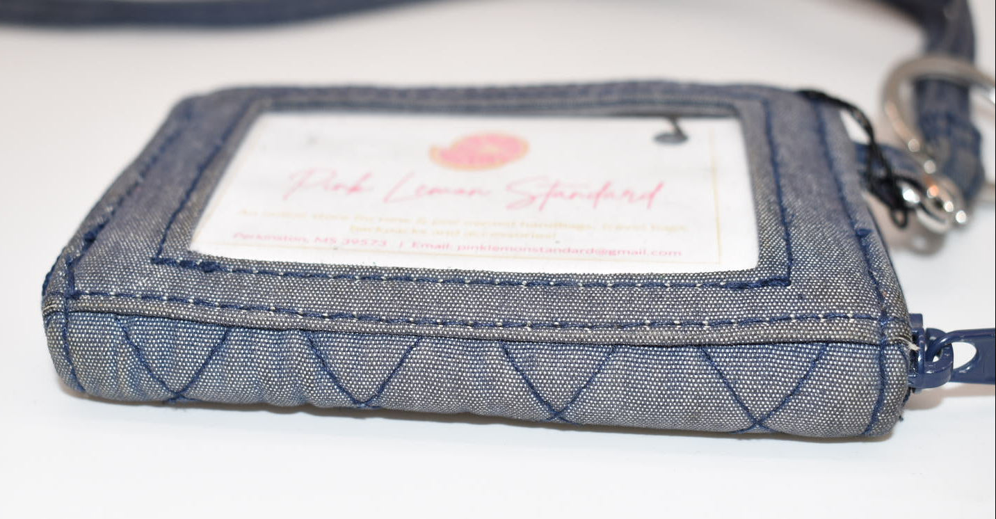 Vera Bradley Small Zip-Around Wallet & Lanyard in Moonlight Navy