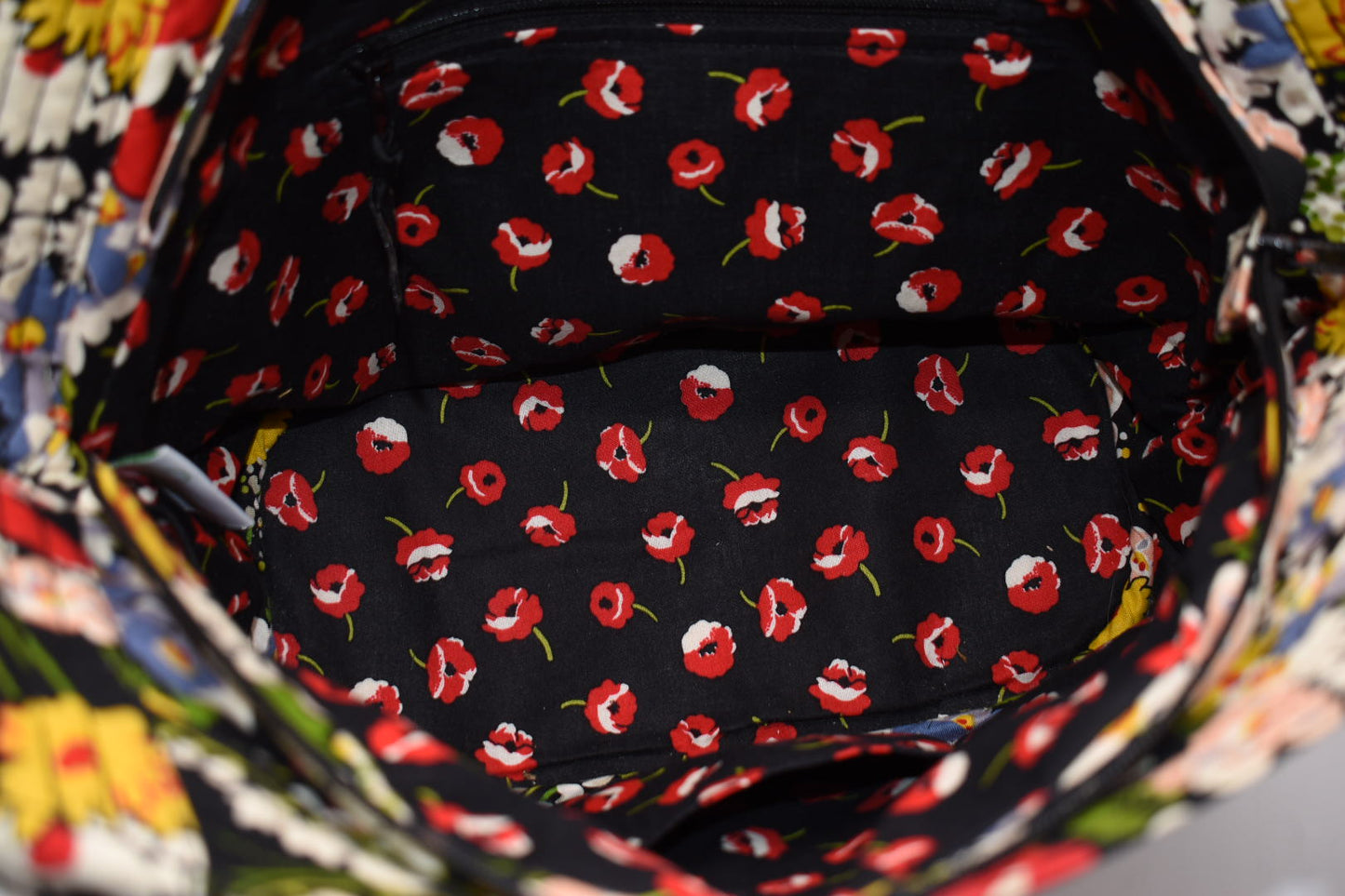 Vera Bradley Large Angled Tote Bag in "Poppy Fields" Pattern