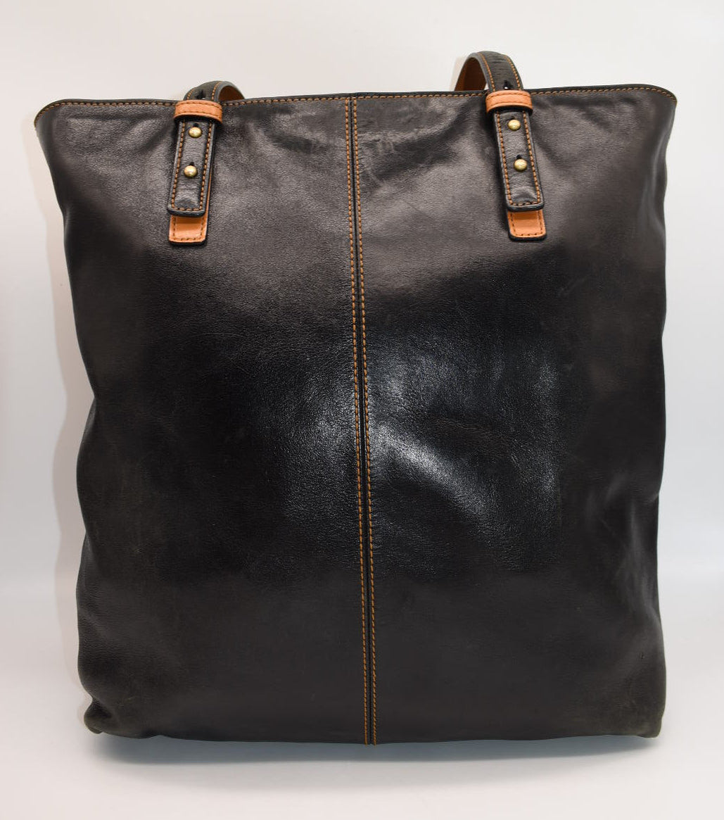 Vera Bradley Gallatin Leather Sagebrush Tote Bag in Black