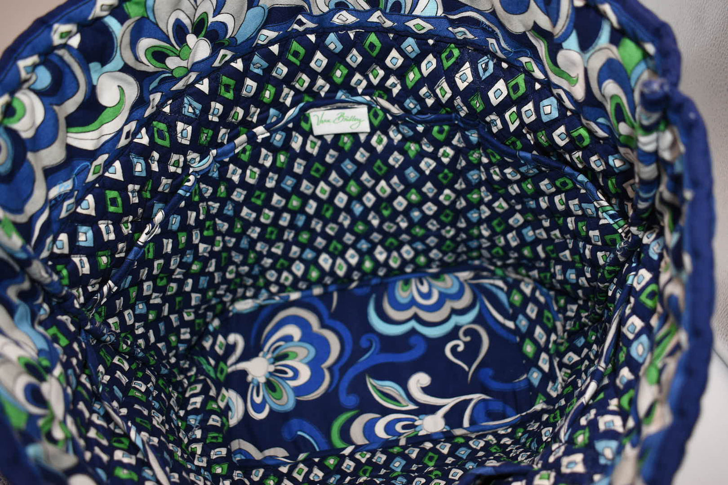 Vera Bradley Large Vera Tote Bag in "Mediterranean Blue" Pattern
