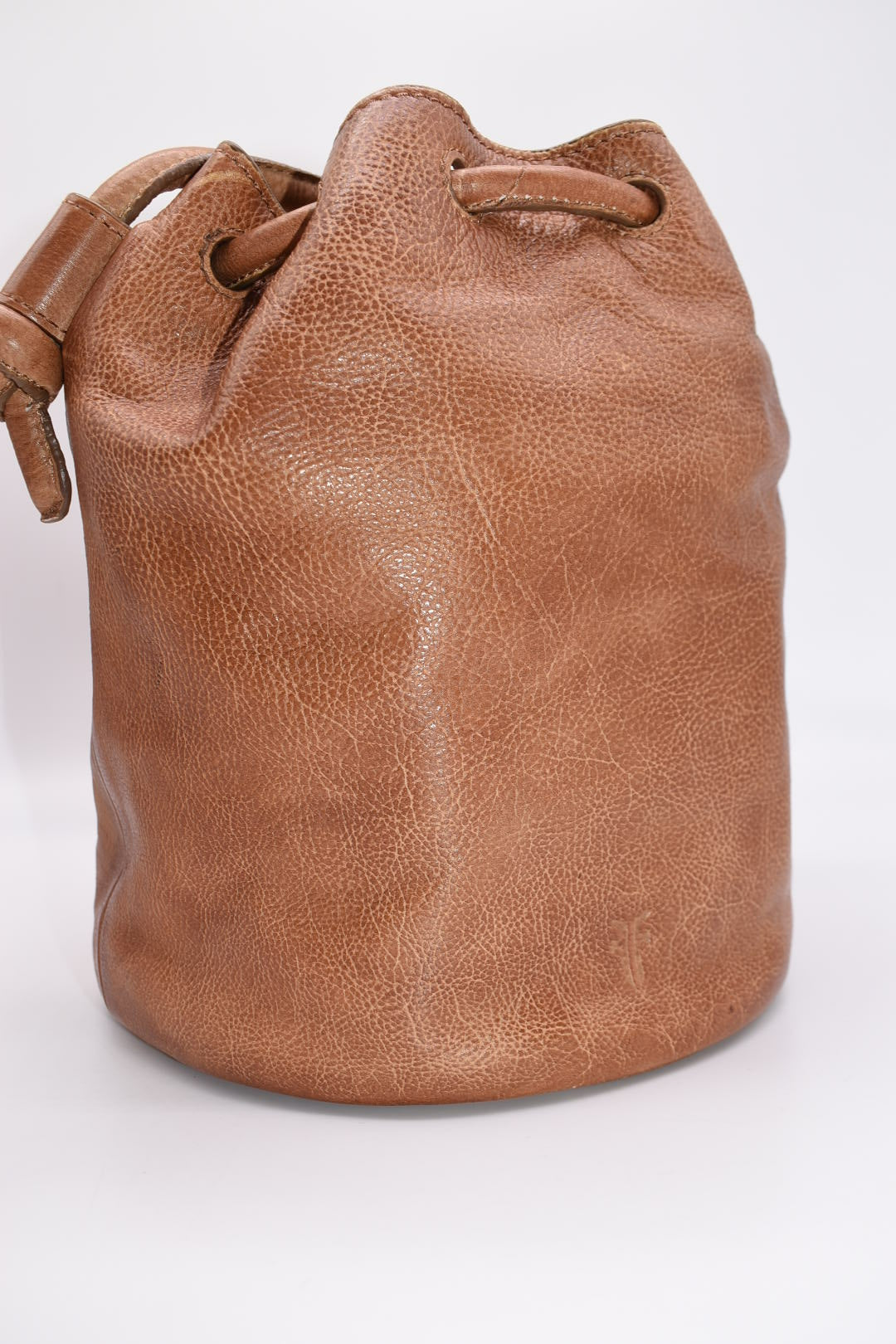 Frye Beige Nora Knotted Leather Bucket Bag