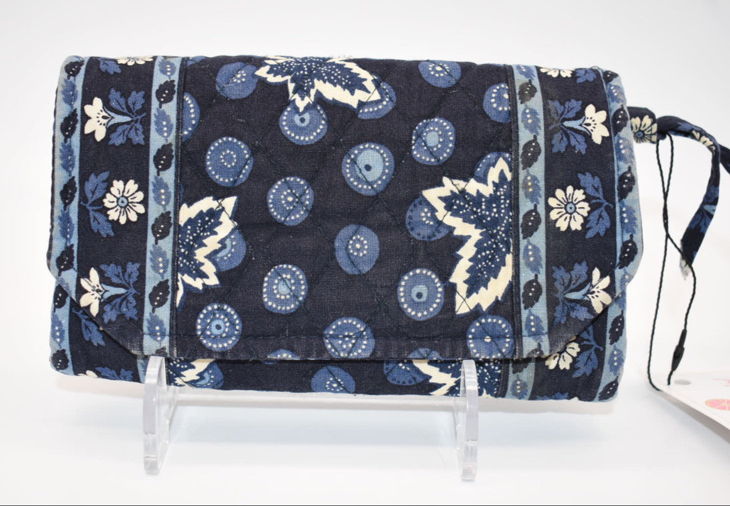 Vintage Vera Bradley Strap Crossbody Wallet in "Blue Coin -2003" Pattern