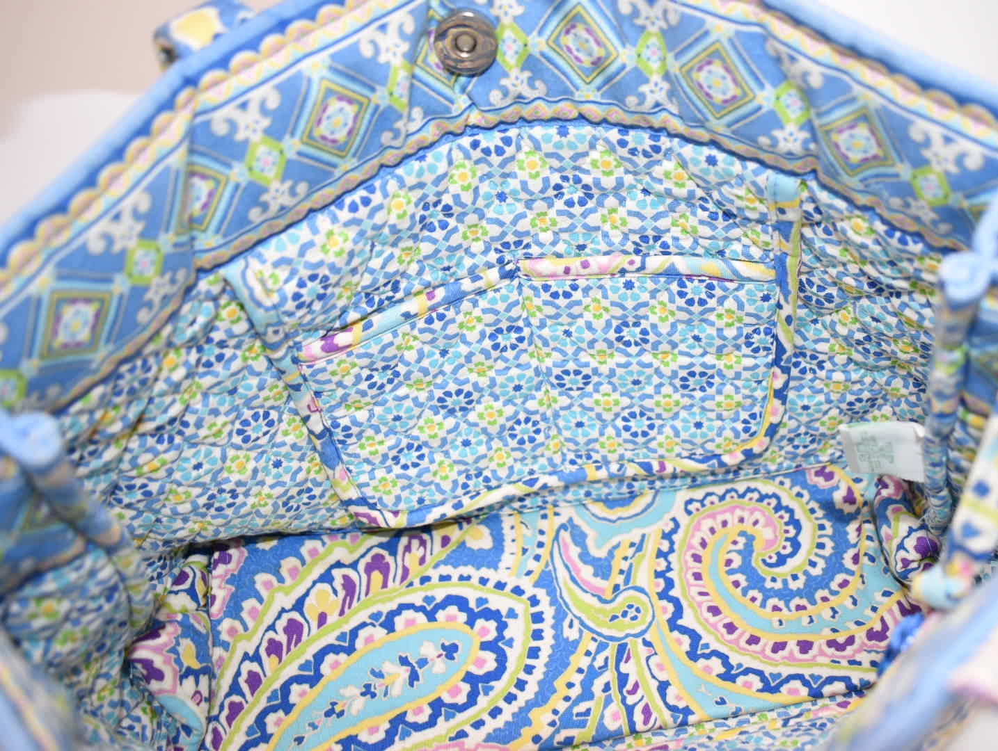 Vera Bradley East/West Tassel Tote Bag in "Capri Blue" Pattern