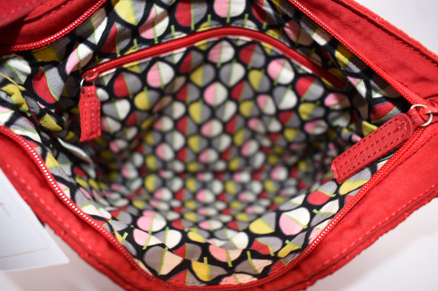 Vera Bradley Microfiber Triple Zip Hipster Crossbody Bag in "Tango Red"