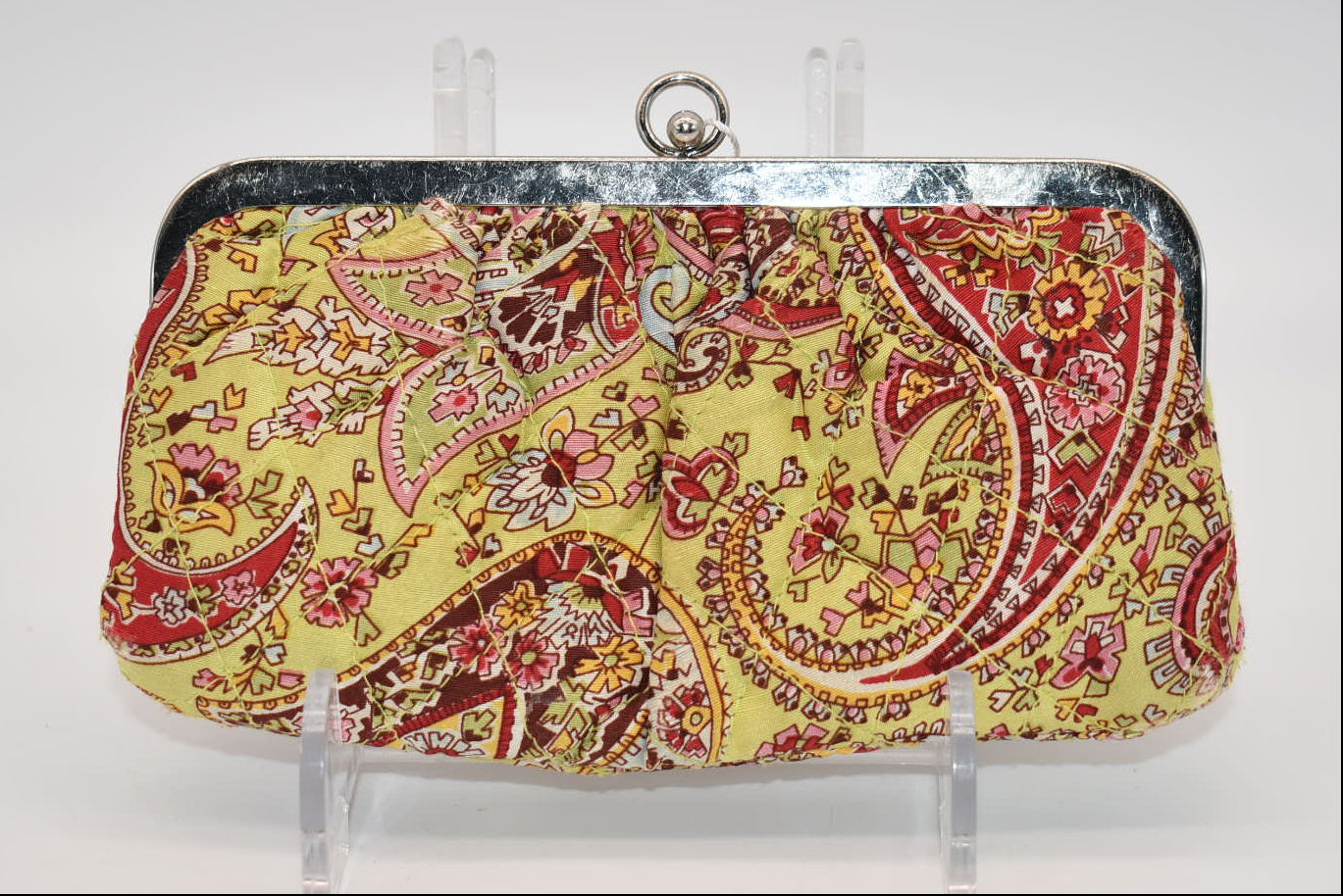 Vera Bradley Kisslock Clutch in "Pistachio Paisley" Pattern