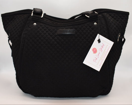 Vera Bradley Glenna Satchel Bag in Microfiber "Classic Black"