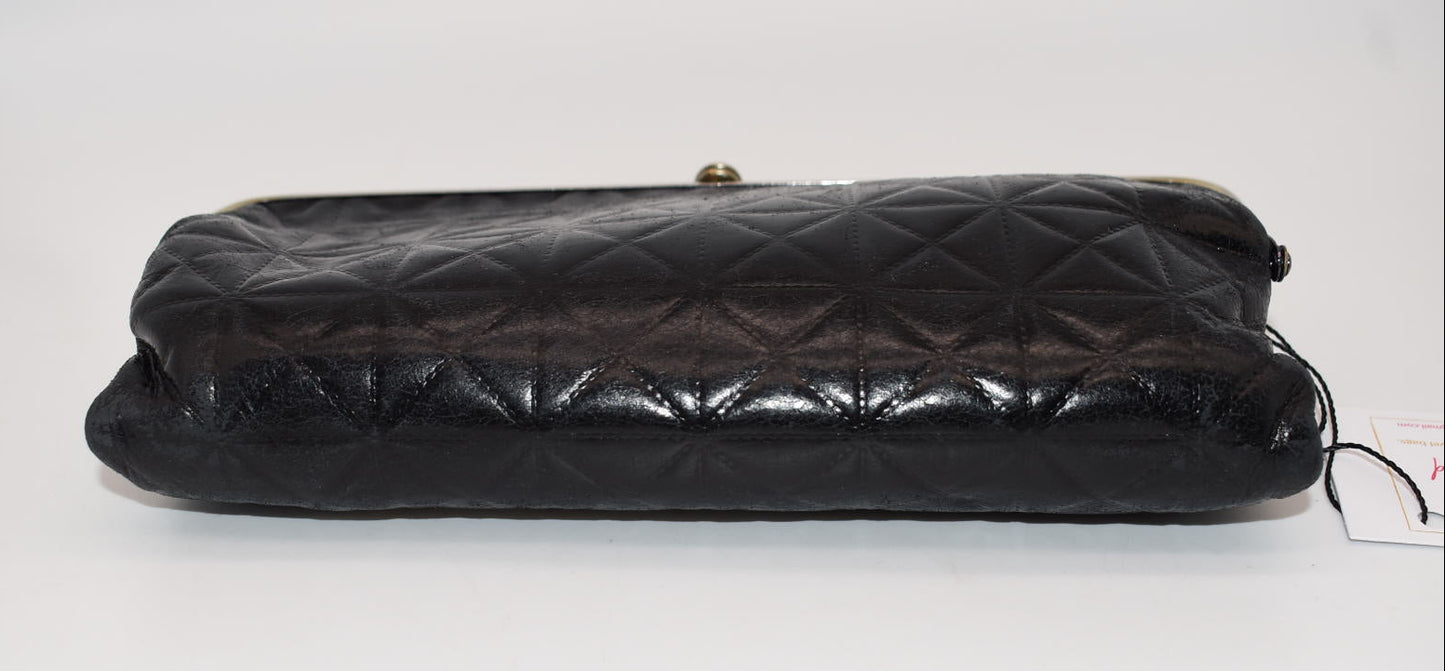 HOBO INTL Lauren Clutch Wallet in Black Embossed Leather