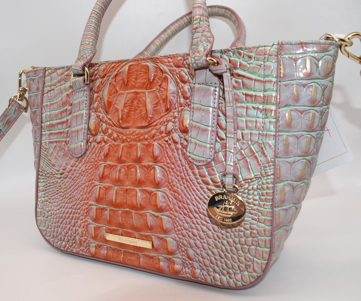 Brahmin Small Ashlee Satchel Bag in Flirty Ombre Melbourne