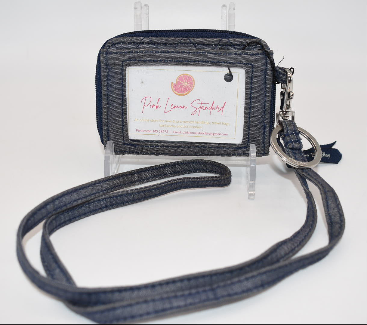 Vera Bradley Small Zip-Around Wallet & Lanyard in Moonlight Navy