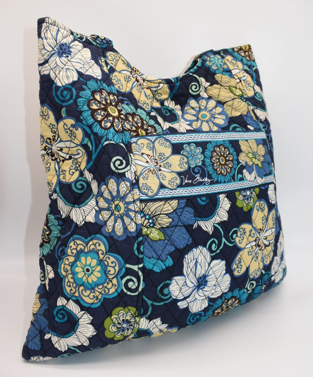 Vera Bradley Large Curvy Tote Bag in "Mod Floral Blue" Pattern