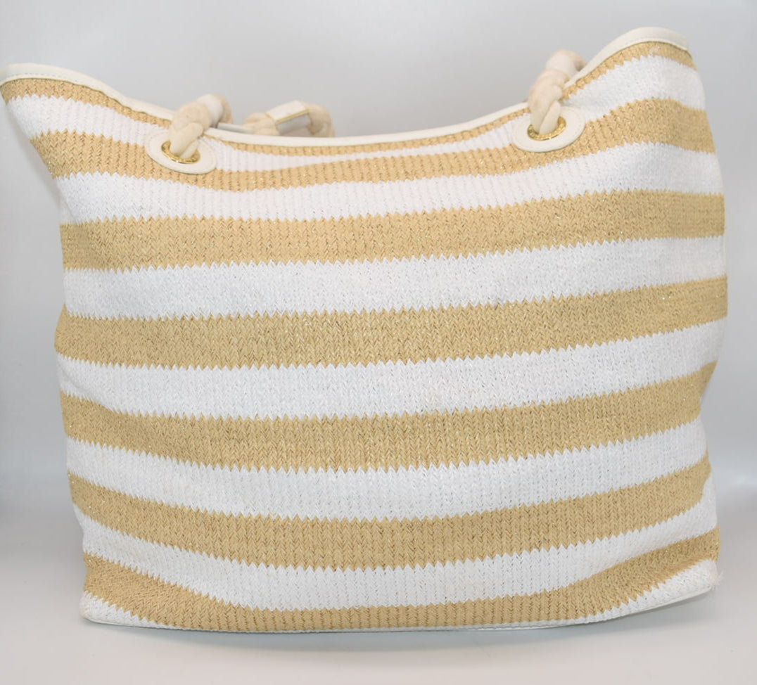 Vera Bradley Woven Neutral Straw Tote Bag