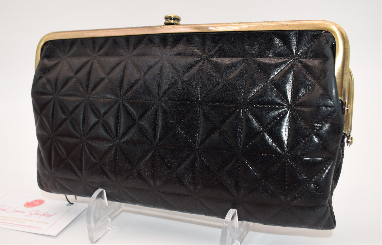 HOBO INTL Lauren Clutch Wallet in Black Embossed Leather