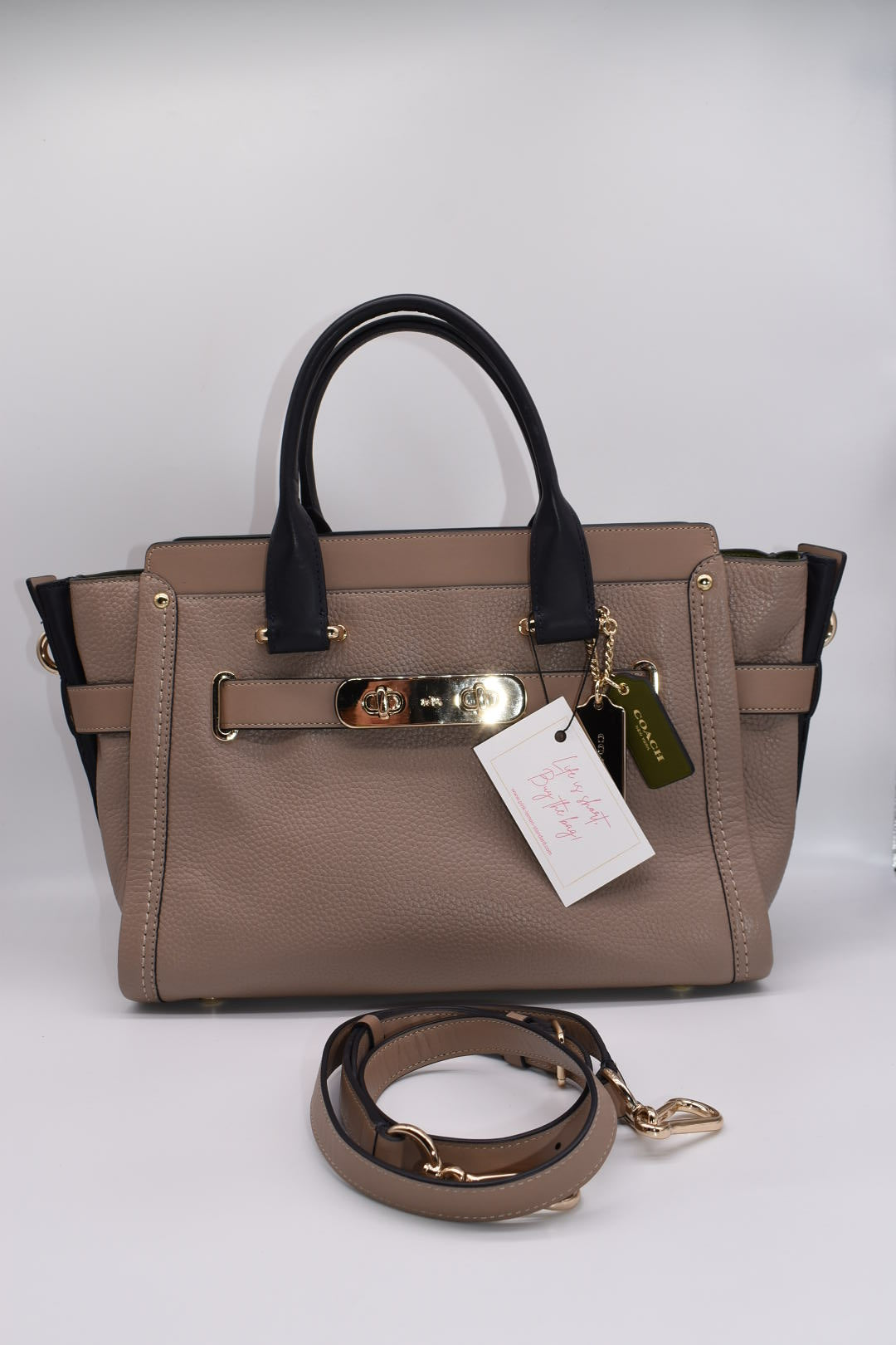 Coach Swagger Pebbled Leather Tote Bag in Colorblock