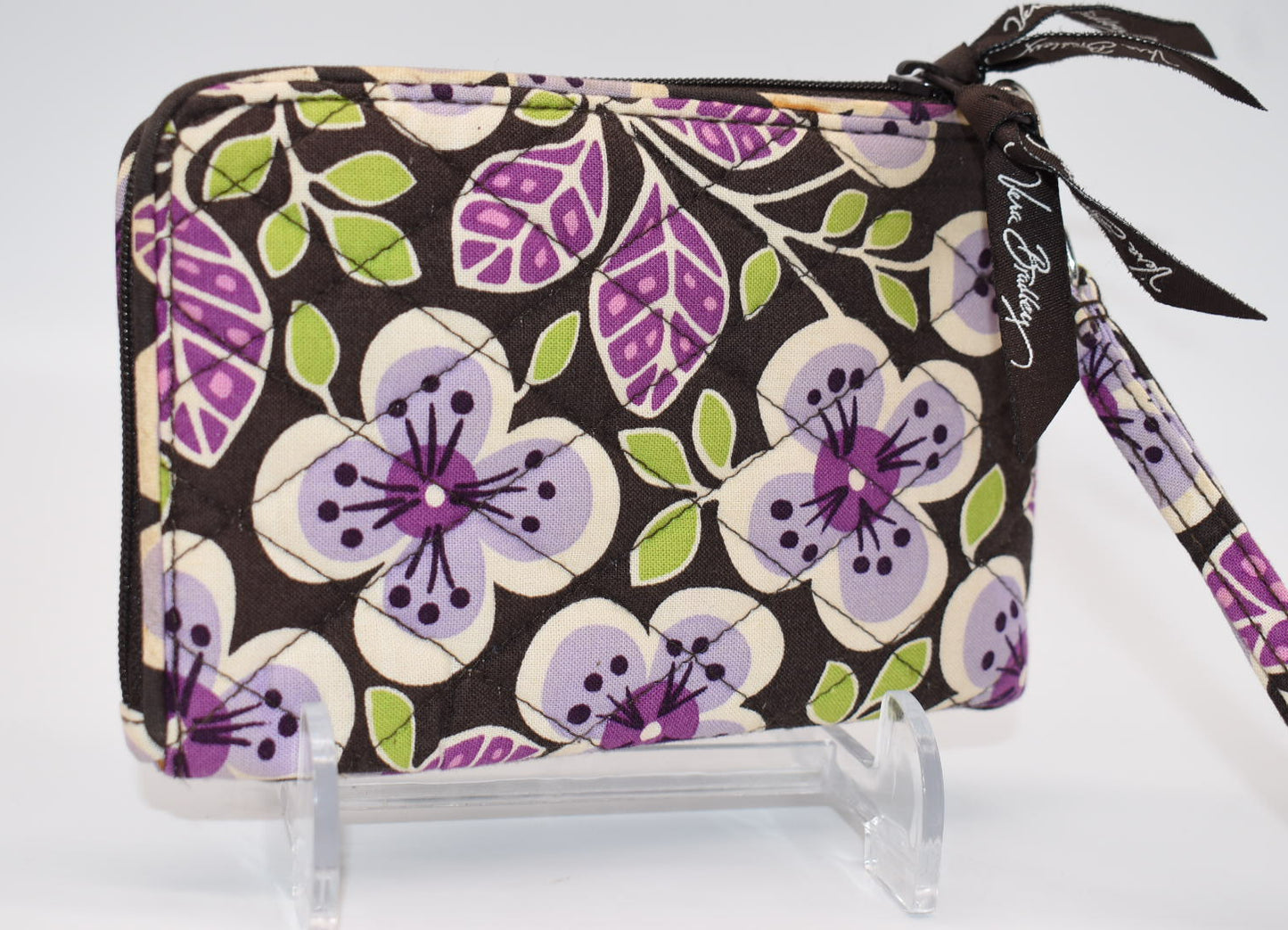 Vera Bradley Double ID Wristlet Wallet in "Plum Petals" Pattern