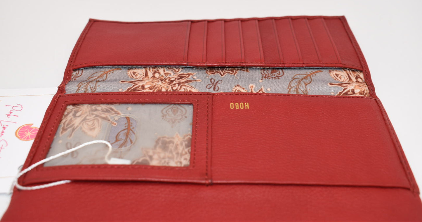 HOBO INTL Leather Wade Wallet in Scarlet Red