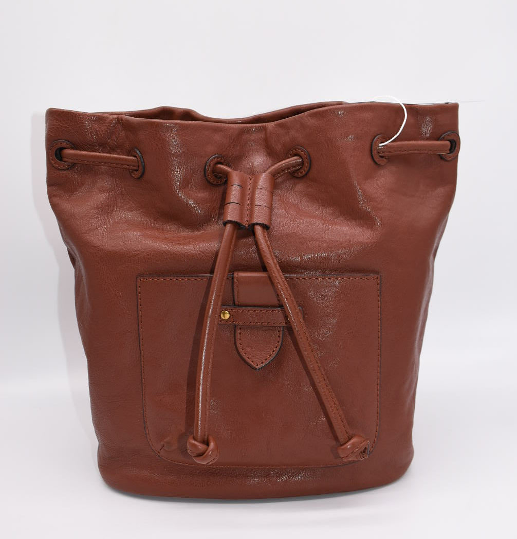 Frye Olivia Leather Bucket Bag in Cognac Brown