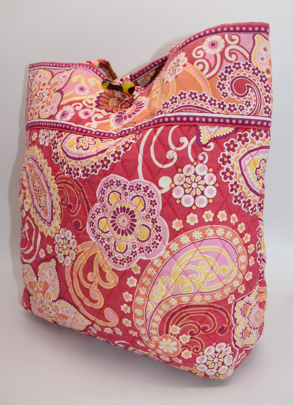 Vera Bradley Quilted Cotton Tote Bag in "Raspberry Fizz" Pattern