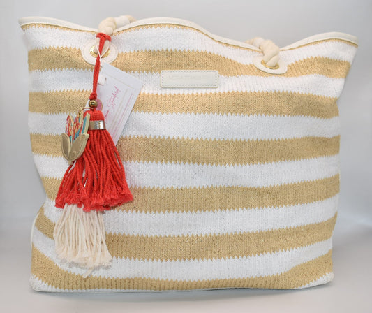 Vera Bradley Woven Neutral Straw Tote Bag