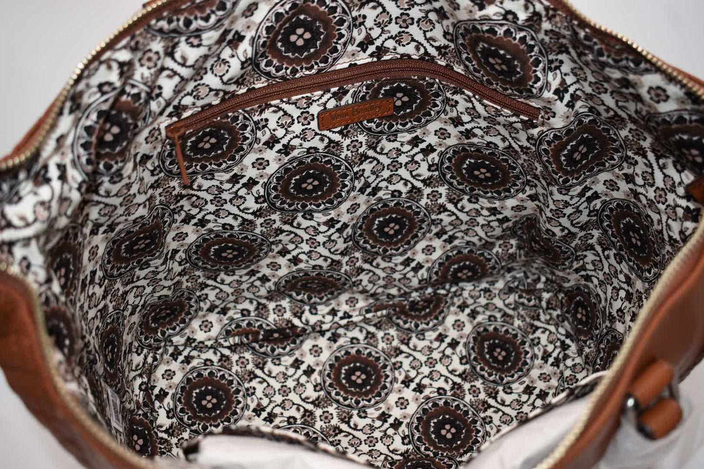 Vera Bradley Carryall Small Leather Tote Bag in Classic Mocha