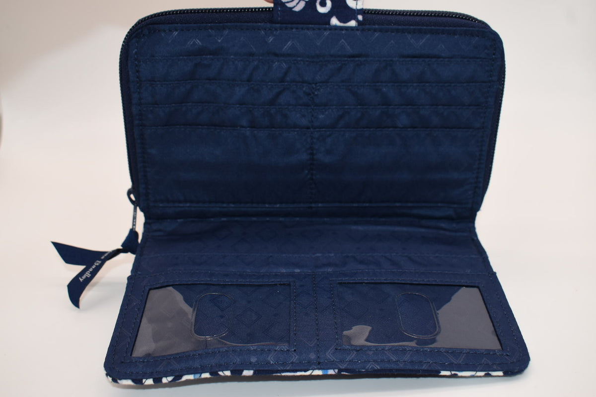 Vera Bradley RFID Turnlock Wallet in "Steel Blue Medallion" Pattern