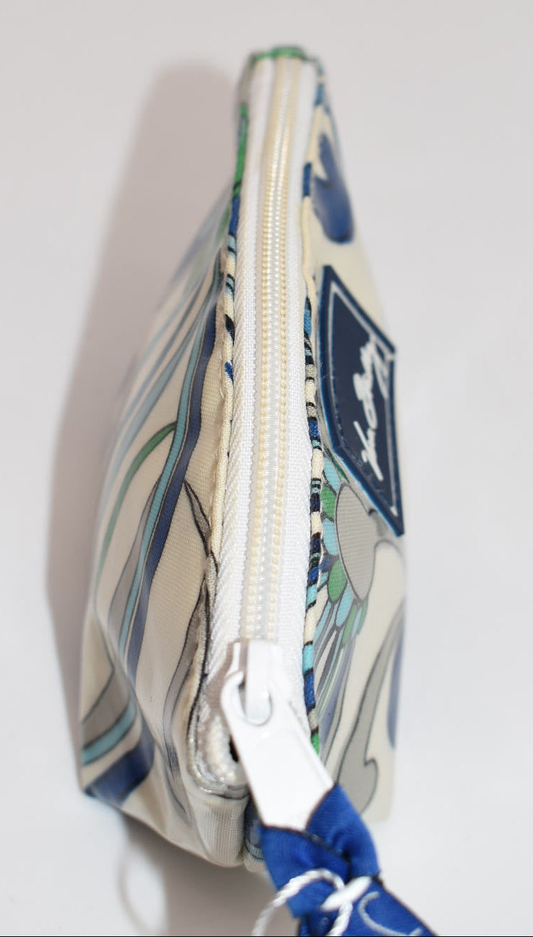 Vera Bradley Waterproof Small Zip Pouch/ Bag in "Mediterranean White" Pattern