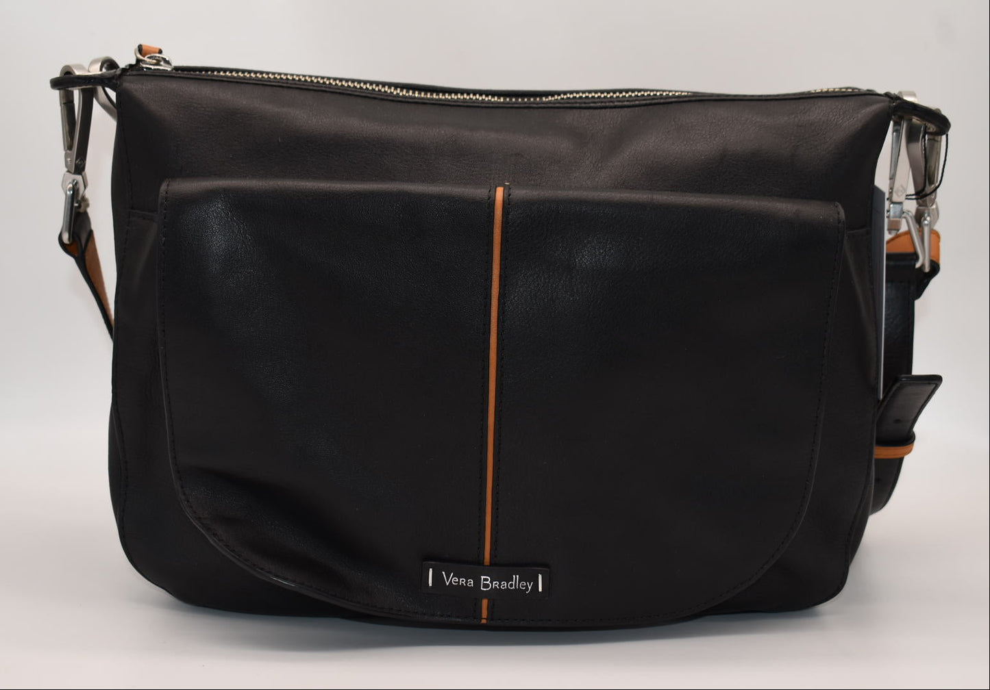Vera Bradley Gallatin Leather Sidesaddle Convertible Crossbody in Black