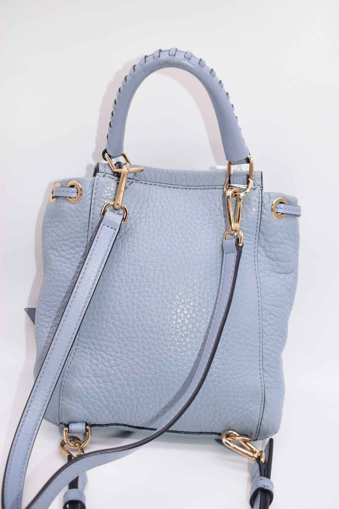 Michael Kors Viv Extra-Small Pebbled Leather Backpack in Baby Blue