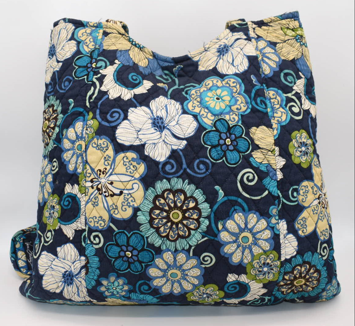 Vera Bradley Large Curvy Tote Bag & Cell Phone Case in "Mod Floral Blue" Pattern