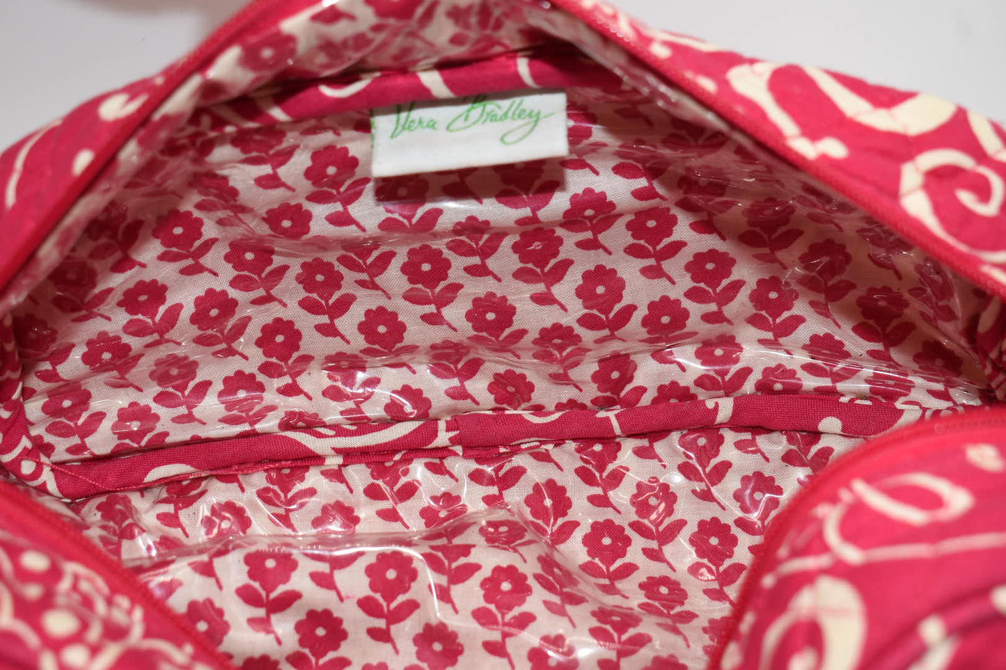 Vera Bradley Cosmetic Travel Zip Bag in "Twirly Bird Pink" Pattern
